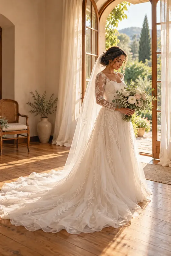 Jéssica, a criadora do guia, vestida de noiva